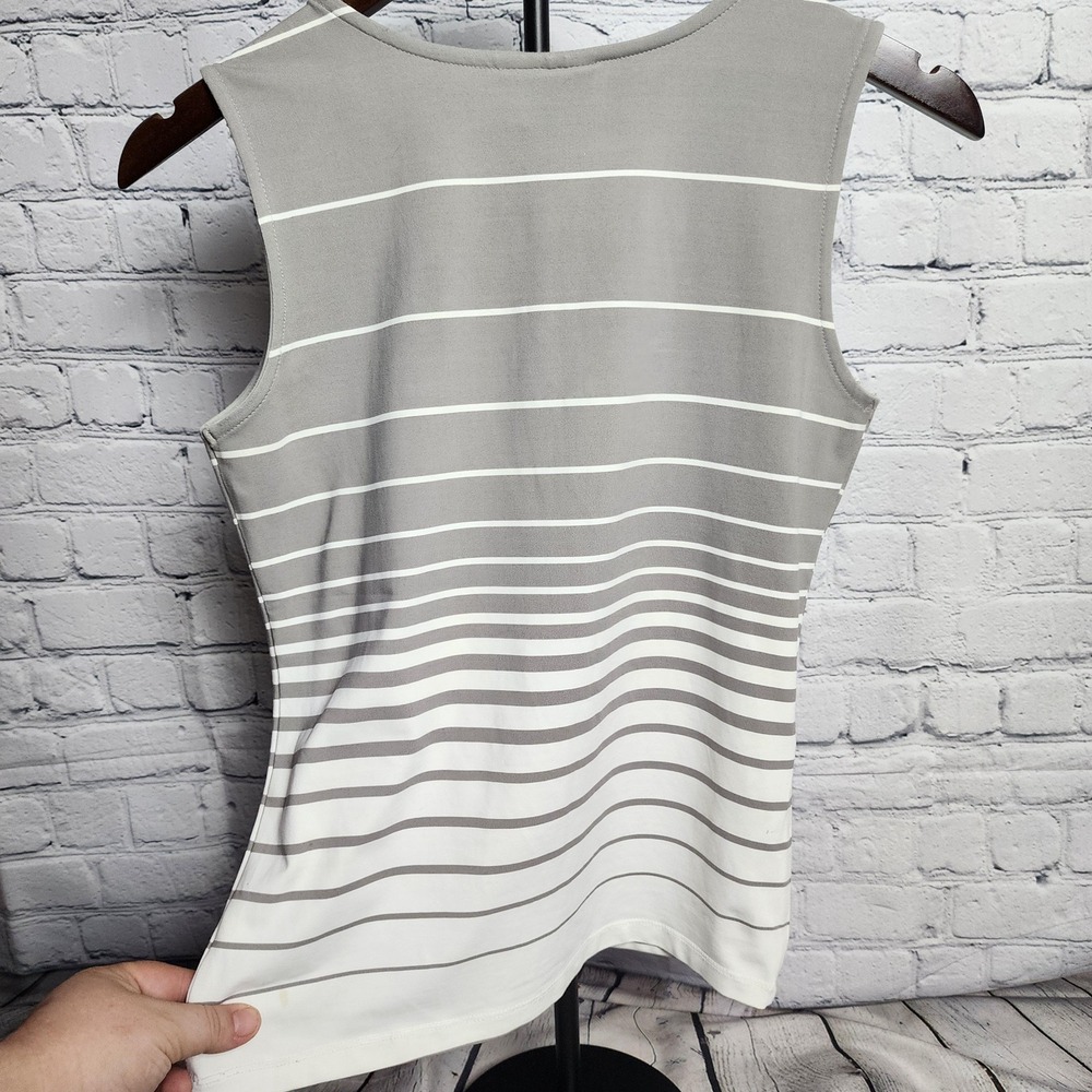 Fitted neutral tank ombre striped v-neck tank, The Limited - Picture 3 of 7